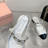 ミュウミュウ靴 Miu Miu 2024新作 スティレットとブロックヒールのメリージェーン サンダル