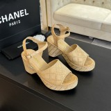 シャネル靴 CHANEL 2024新作 ロープロンバスプラットフォームウェッジサンダル