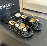 シャネル靴 CHANEL 2024新作 厚底ラインストーンスリッパ