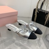 ミュウミュウ靴 Miu Miu 2024新作 春夏のポインテッドトゥキトゥンヒールトゥシューズとトゥサンダル