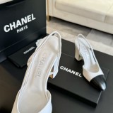 シャネル靴 CHANEL 2024新作 厚底ヒール スクエアトゥ カラーブロック 万能 ハイヒール バックスリップ レディース サンダル