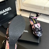 シャネル靴 CHANEL 2024新作 ロープロンバスプラットフォームウェッジサンダル