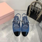 ミュウミュウ靴 Miu Miu 2024新作 スティレットとブロックヒールのメリージェーン サンダル