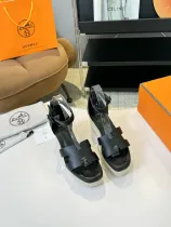 エルメス靴 HERMES 2024新作 定番プラットフォームHウェッジヒール厚底麻縄底サンダル