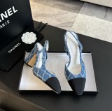 シャネル靴 CHANEL 2024新作 厚底ヒール スクエアトゥ カラーブロック 万能ハイヒール バックスリップ レディースサンダル