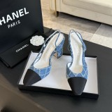 シャネル靴 CHANEL 2024新作 厚底ヒール スクエアトゥ カラーブロック 万能ハイヒール バックスリップ レディースサンダル