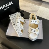 シャネル靴 CHANEL 2024新作 厚底ラインストーンスリッパ