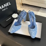 シャネル靴 CHANEL 2024新作 厚底ヒール スクエアトゥ カラーブロック 万能ハイヒール バックスリップ レディースサンダル