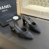 シャネル靴 CHANEL 2024新作 厚底ヒール スクエアトゥ カラーブロック 万能ハイヒール バックスリップ レディースサンダル