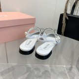 ミュウミュウ靴 Miu Miu 2024新作 スティレットとブロックヒールのメリージェーン サンダル