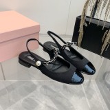 ミュウミュウ靴 Miu Miu 2024新作 スティレットとブロックヒールのメリージェーン サンダル