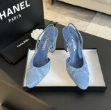 シャネル靴 CHANEL 2024新作 厚底ヒール スクエアトゥ カラーブロック 万能ハイヒール バックスリップ レディースサンダル