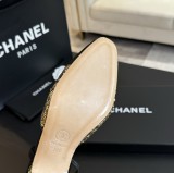 シャネル靴 CHANEL 2024新作 厚底ヒール スクエアトゥ カラーブロック 万能ハイヒール バックスリップ レディースサンダル