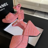 シャネル靴 CHANEL 2024新作 ロープロンバスプラットフォームウェッジサンダル