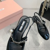 ミュウミュウ靴 Miu Miu 2024新作 スティレットとブロックヒールのメリージェーン サンダル