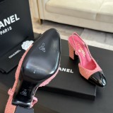 シャネル靴 CHANEL 2024新作 厚底ヒール スクエアトゥ カラーブロック 万能ハイヒール バックスリップ レディースサンダル