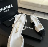 シャネル靴 CHANEL 2024新作 厚底ヒール スクエアトゥ カラーブロック 万能ハイヒール バックスリップ レディースサンダル