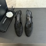 シャネル靴 CHANEL 2024新作 厚底ヒール スクエアトゥ カラーブロック 万能ハイヒール バックスリップ レディースサンダル