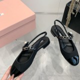 ミュウミュウ靴 Miu Miu 2024新作 スティレットとブロックヒールのメリージェーン サンダル