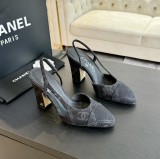 シャネル靴 CHANEL 2024新作 厚底ヒール スクエアトゥ カラーブロック 万能ハイヒール バックスリップ レディースサンダル