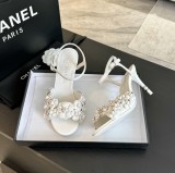 シャネル靴 CHANEL 2024新作 スティレットカメリアサンダル