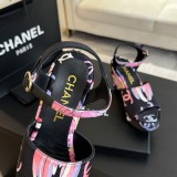 シャネル靴 CHANEL 2024新作 ロープロンバスプラットフォームウェッジサンダル