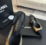 シャネル靴 CHANEL 2024新作 厚底ヒール スクエアトゥ カラーブロック 万能ハイヒール バックスリップ レディースサンダル