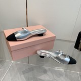 ミュウミュウ靴 Miu Miu 2024新作 春夏のポインテッドトゥキトゥンヒールトゥシューズとトゥサンダル