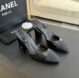 シャネル靴 CHANEL 2024新作 厚底ヒール スクエアトゥ カラーブロック 万能 ハイヒール バックスリップ レディース サンダル