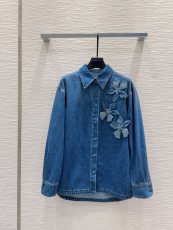 ヴァレンティノ服 VALENTINO 2024新作 中世風立体花びらデニムシャツ