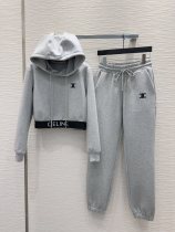 セリーヌ服 CELINE 2024新作 カジュアルなスウェットシャツとパンツのスーツ