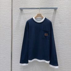 ミュウミュウ服 Miu Miu 2024新作 ピュアコットンTシャツ