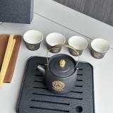 ヴェルサーチ食器 Versace 2024新作 黒陶器のお茶セット