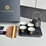 ヴェルサーチ食器 Versace 2024新作 黒陶器のお茶セット