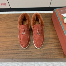 ロロ・ピアーナ靴 Loro Piana 2024新作 ファーカラーローファー