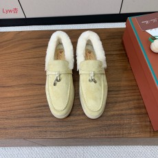 ロロ・ピアーナ靴 Loro Piana 2024新作 ファーカラーローファー