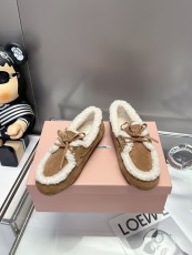 ミュウミュウ靴 Miu Miu  2024新作 ウールビーンシューズ