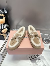 ミュウミュウ靴 Miu Miu  2024新作 ウールビーンシューズ