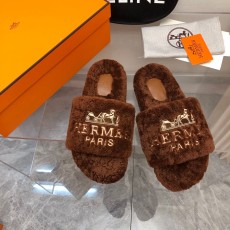 エルメス靴 HERMES 2024新作 ウールのスリッパ