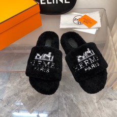 エルメス靴 HERMES 2024新作 ウールのスリッパ