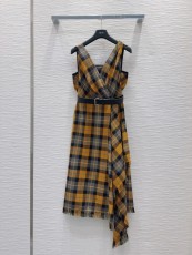 ディオール服 DIOR 2025新作 カラーブロック チェック柄 ベストドレス