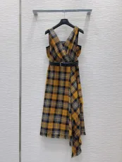 ディオール服 DIOR 2025新作 カラーブロック チェック柄 ベストドレス