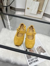 ミュウミュウ靴 Miu Miu 2025新作 ベルクロ伸縮性バレエフラット