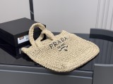 プラダバッグ PRADA 2025新作 ストローショッピングバッグ