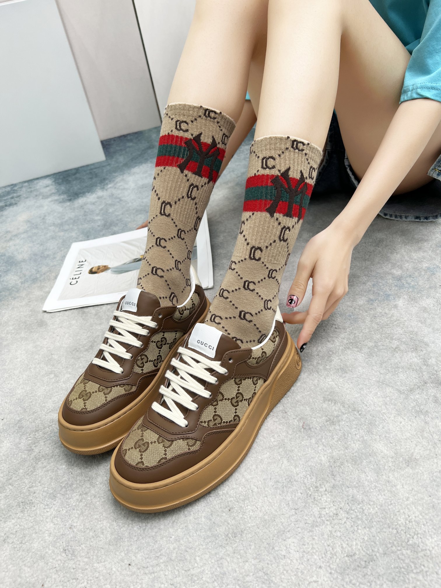 グッチ靴 GUCCI 2025新作 厚底の白い靴