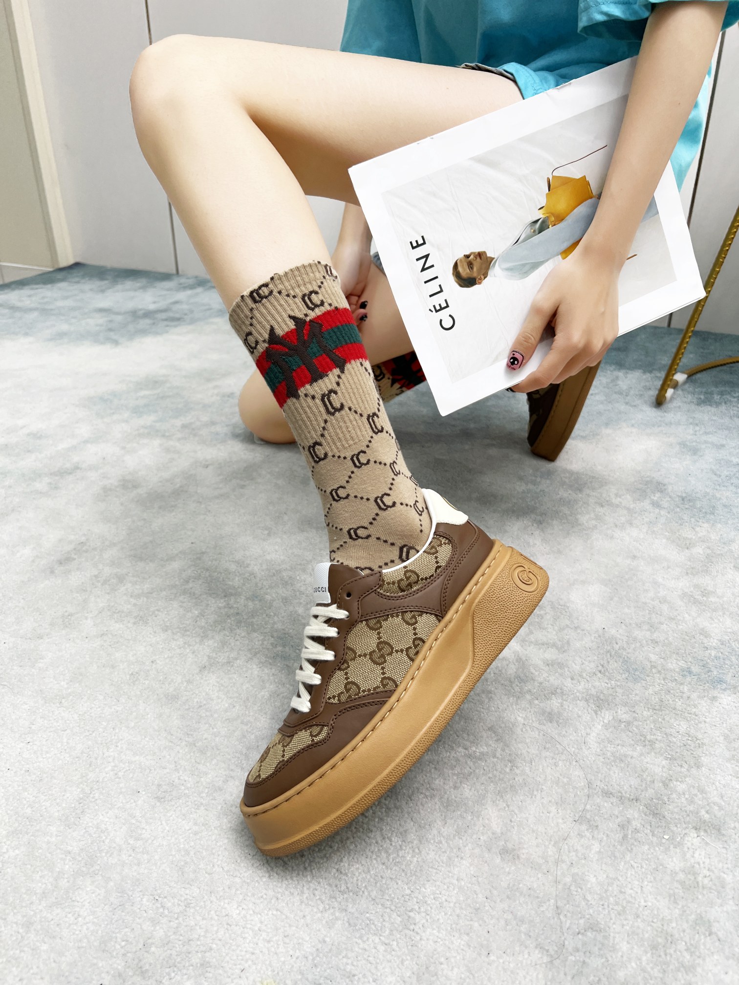グッチ靴 GUCCI 2025新作 厚底の白い靴