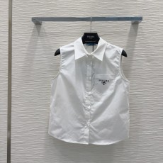 プラダ服 PRADA 2025新作 ラペルノースリーブベストシャツ
