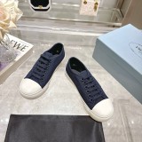 プラダ靴 PRADA 2025新作 ラウンドトゥのキャンバスシューズ