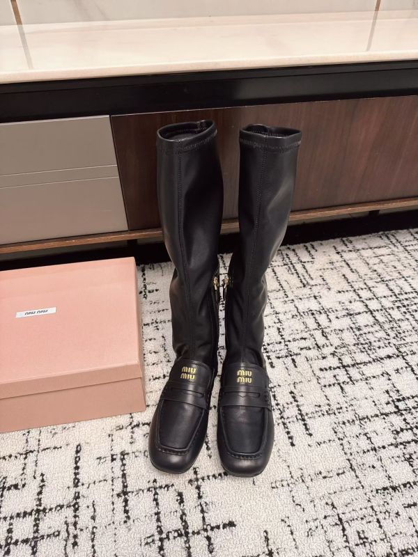 ミュウミュウ靴 Miu Miu 2025新作 ニーハイブーツ