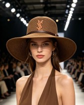 サンローラン帽子 Yves Saint Laurent 2026新作 麦わら帽子 サンローラン帽子 Yves Saint Laurent 2026新作 麦わら帽子